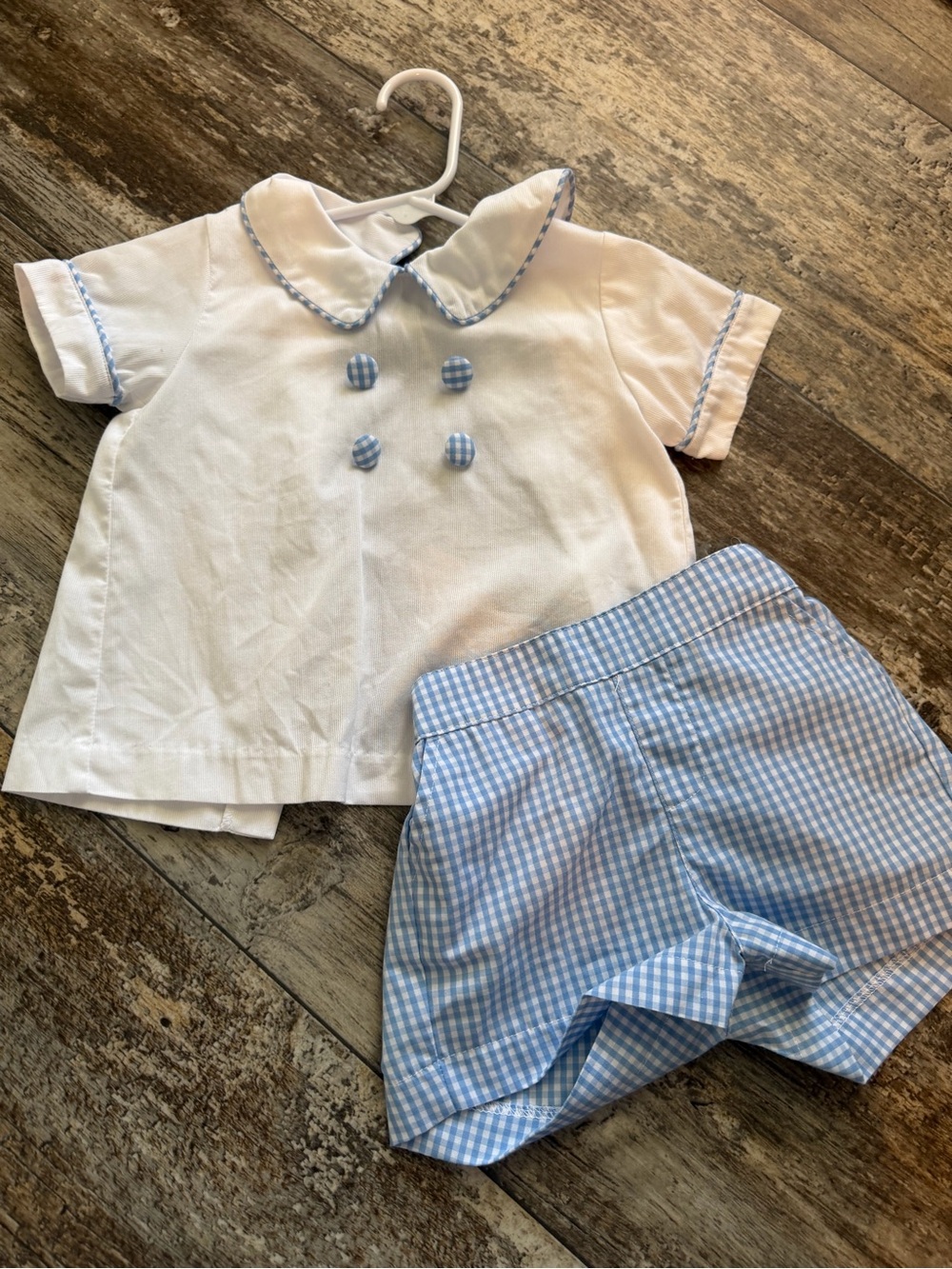 Classic White & Blue Gingham Kids Matching Set
